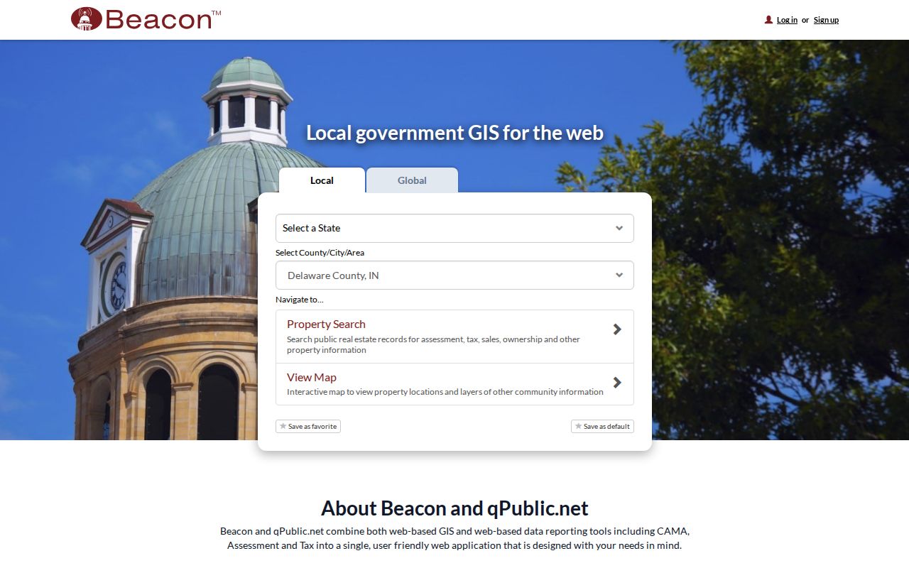 Delaware County Beacon property search used for the Muncie residents directory