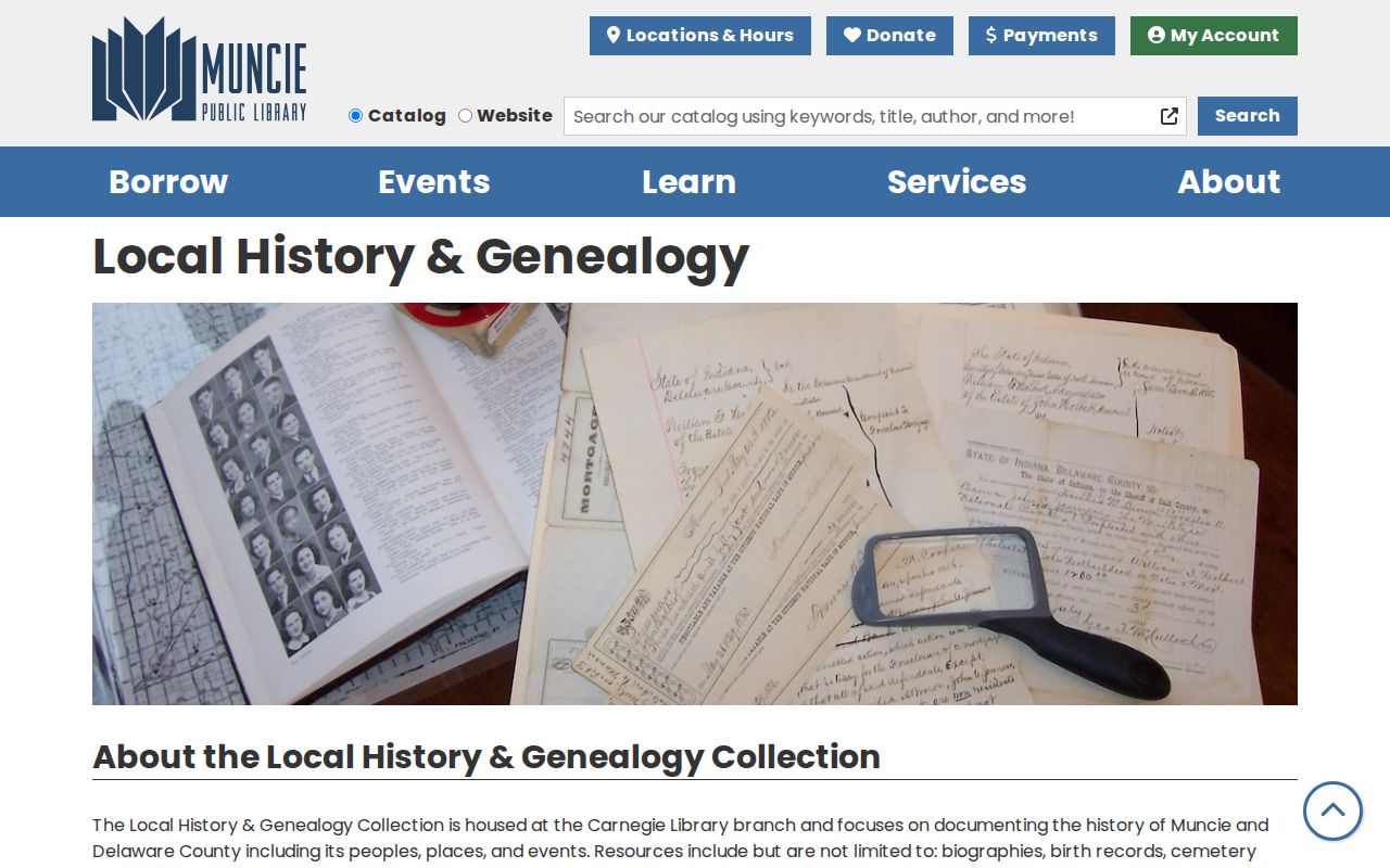 Muncie Public Library local history resources for historical residents
