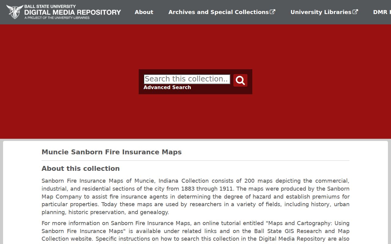 Muncie previous residents Sanborn map collection