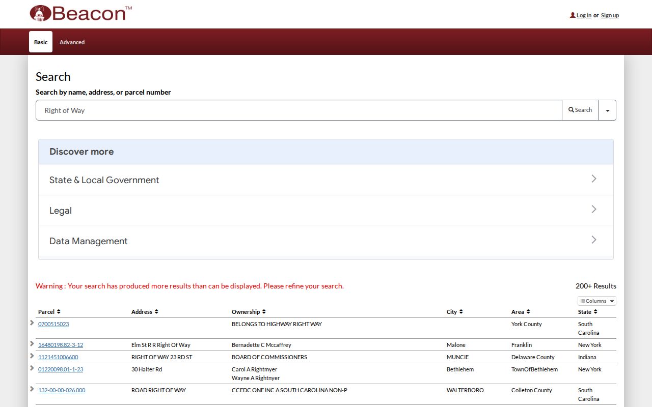 Muncie street directory Beacon search results
